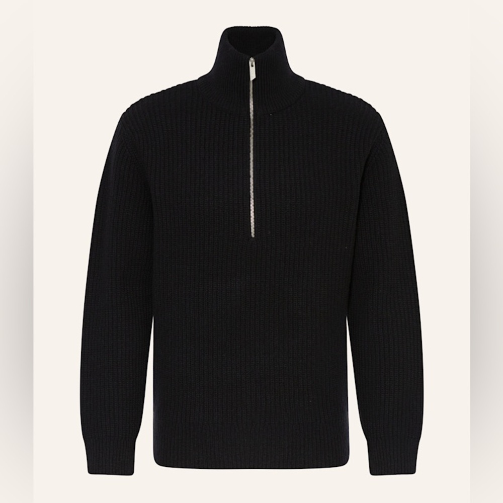 NEW CLOSED Men's Black Quarter-Zip Wool Sweater